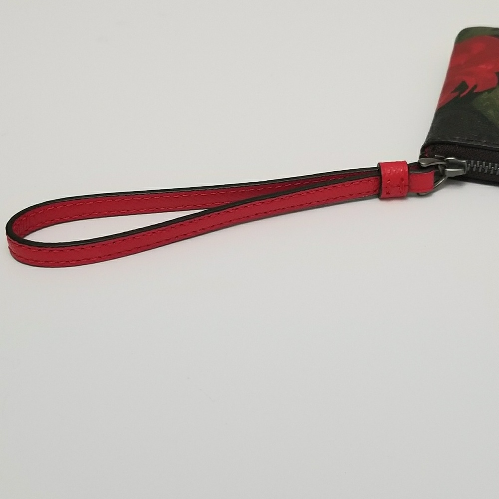 NWT Coach Brown + Red Floral / Gun Metal Wristlet - Picture 6 of 8